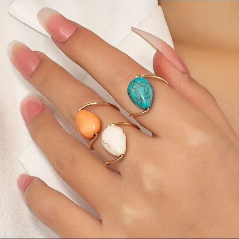 Geometric Rings Retro Stone