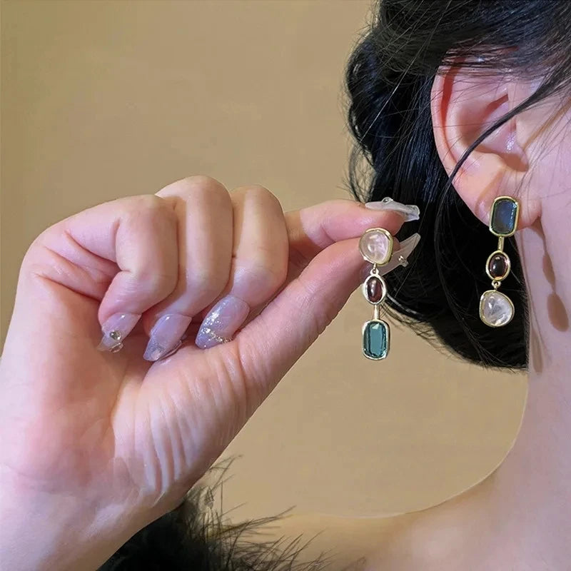 Asymmetric Colorful Resin Earrings