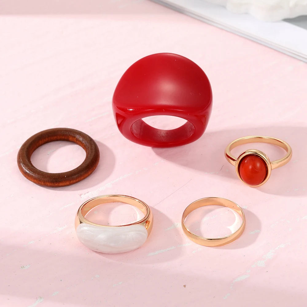Ring Set for Women Geometric