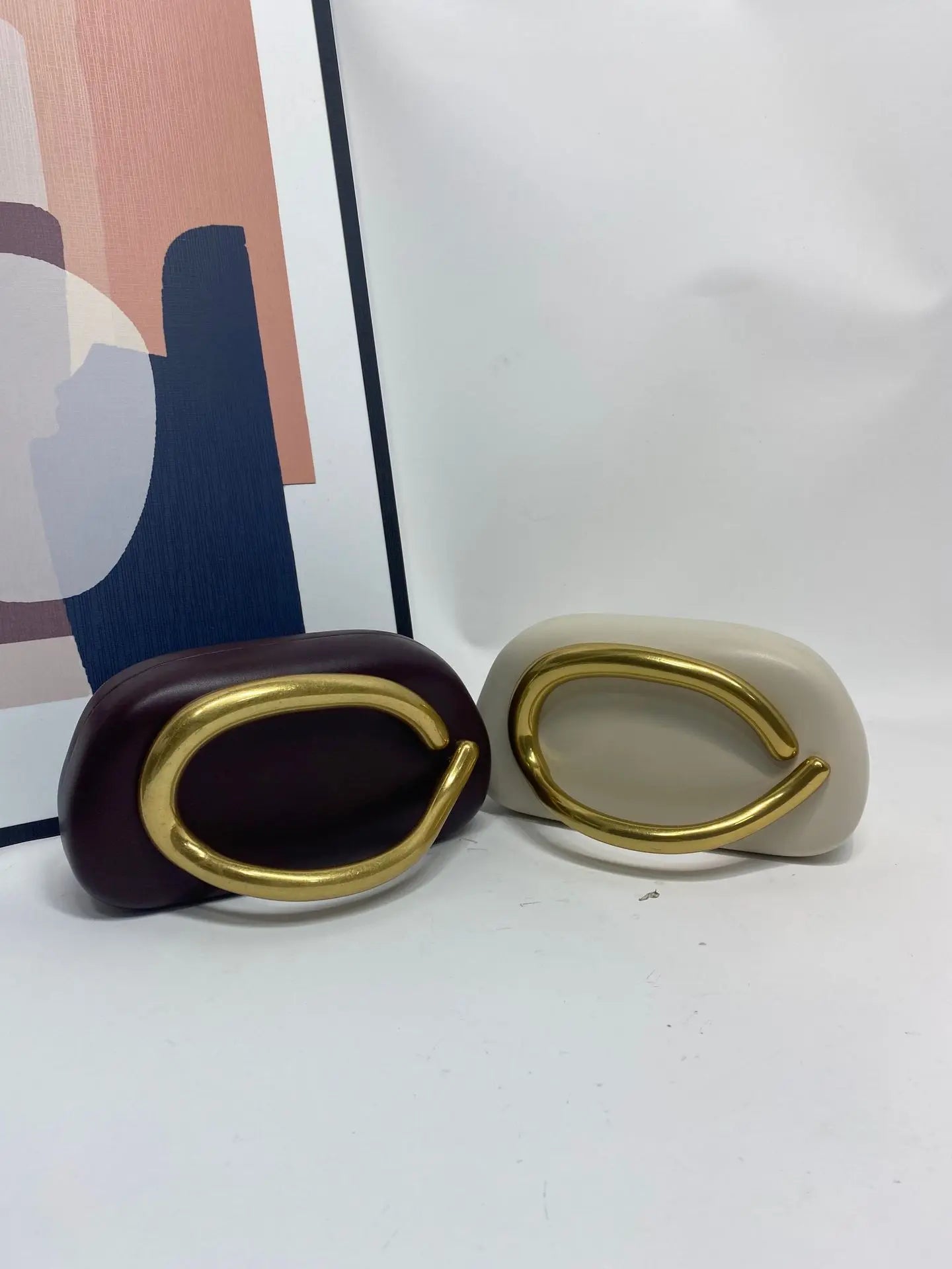 Gold Metal Closure Clutch