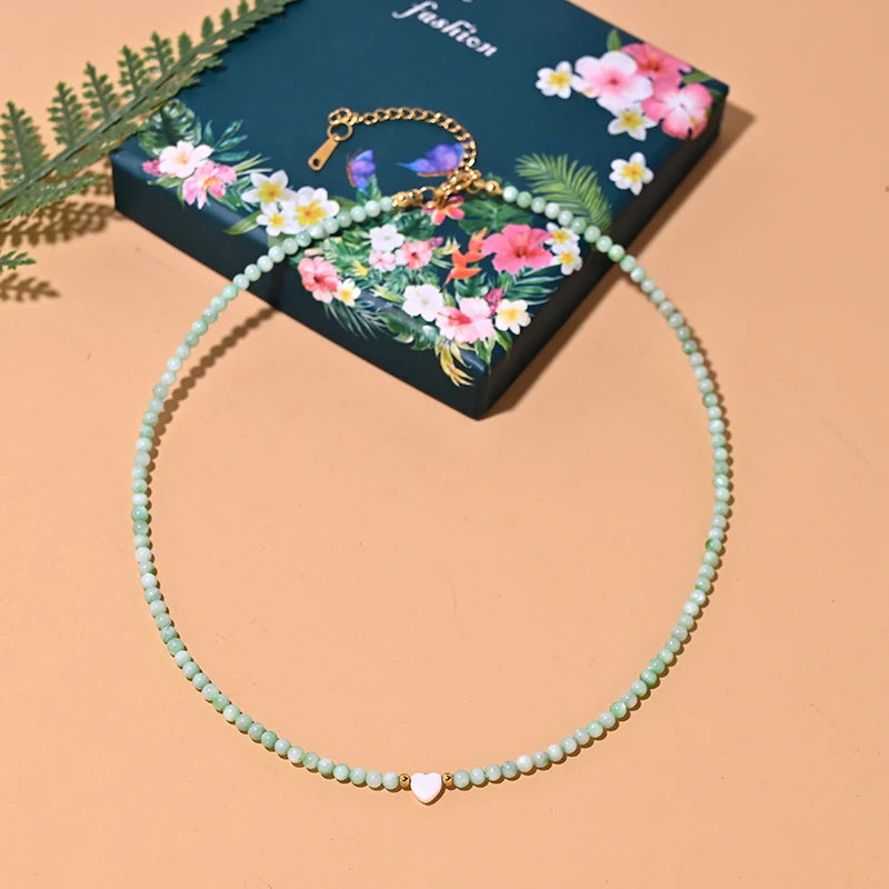 Pearl Beads Heart Choker