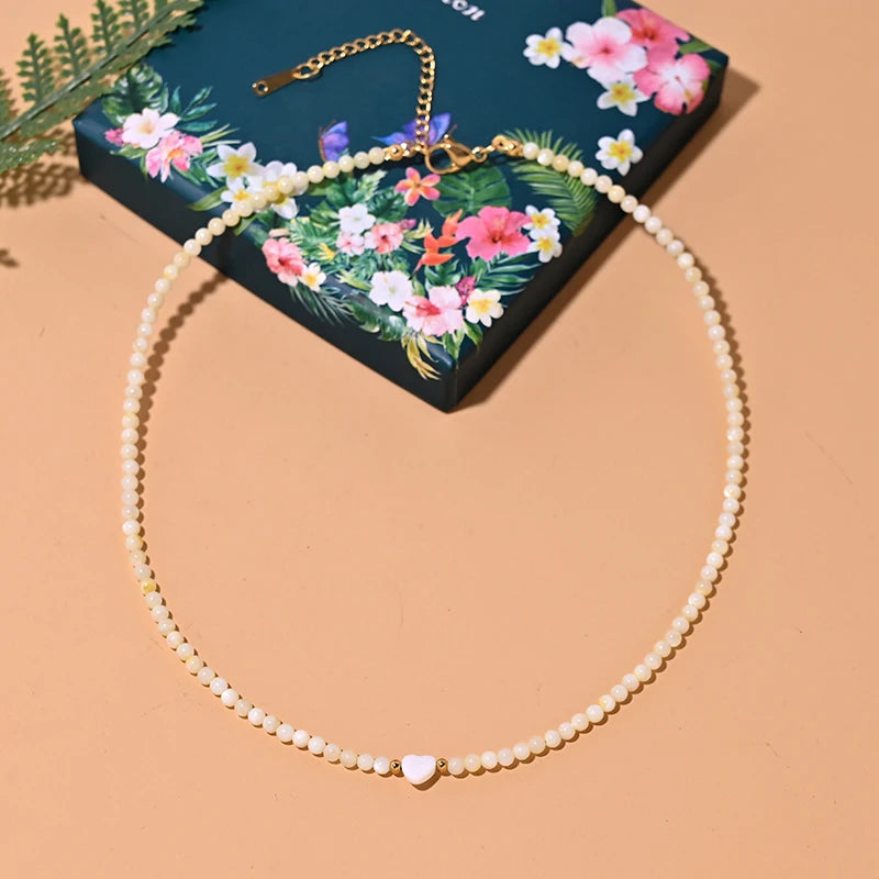 Pearl Beads Heart Choker