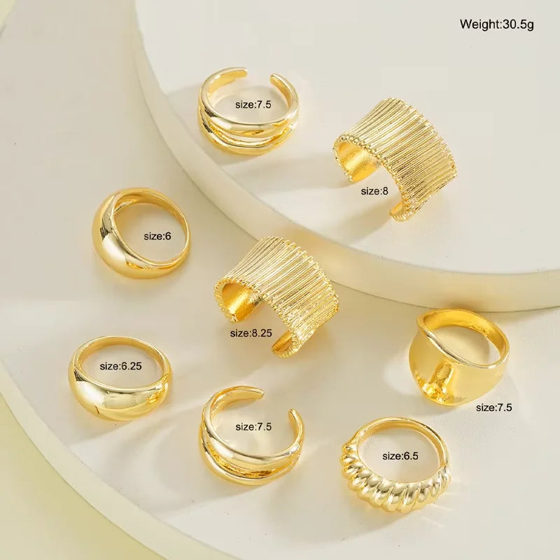 8pcs Set Asymmetrical Rings