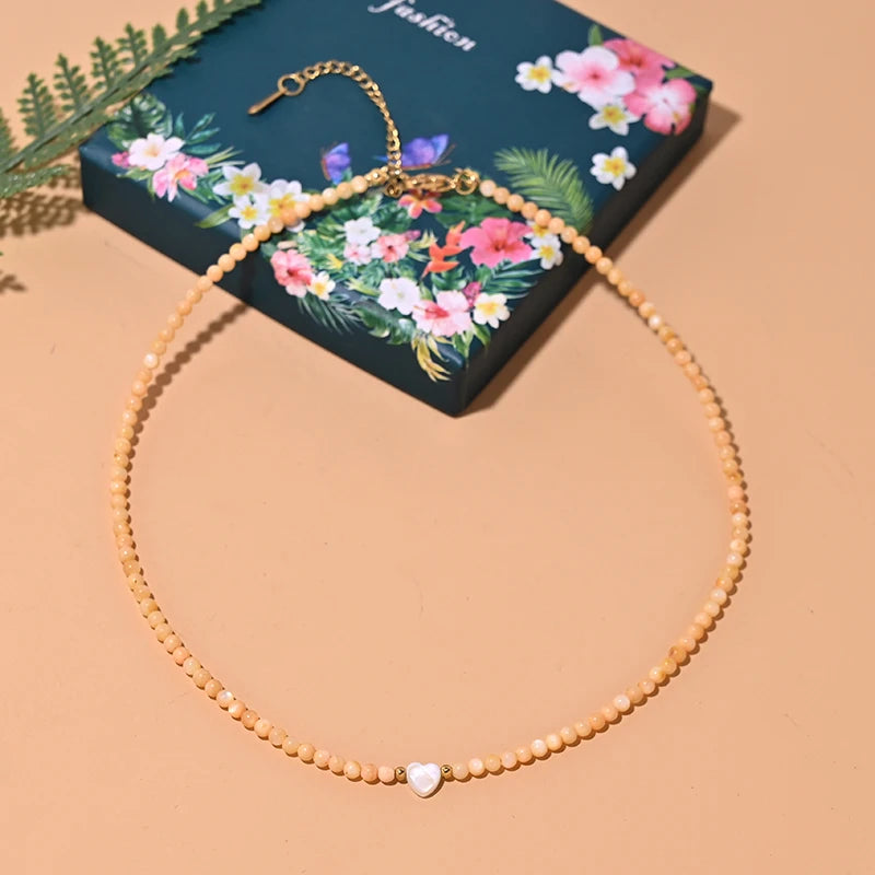 Pearl Beads Heart Choker