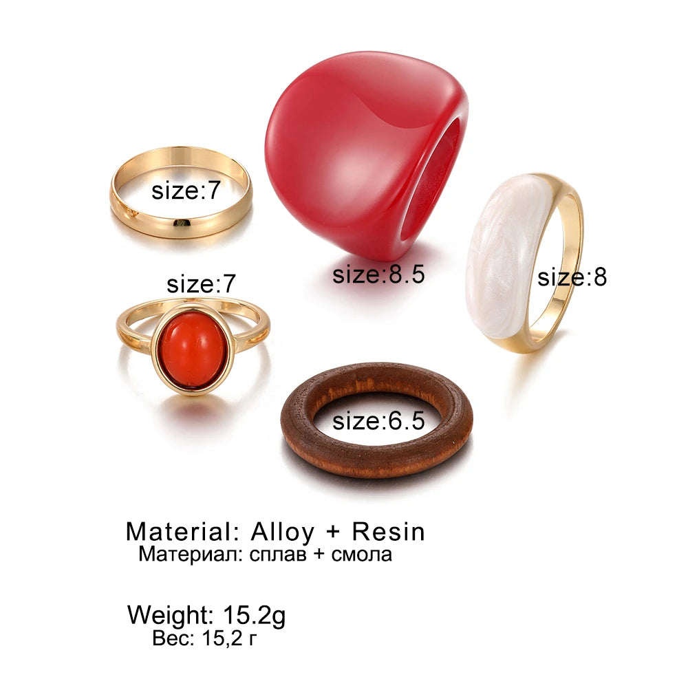 Ring Set for Women Geometric