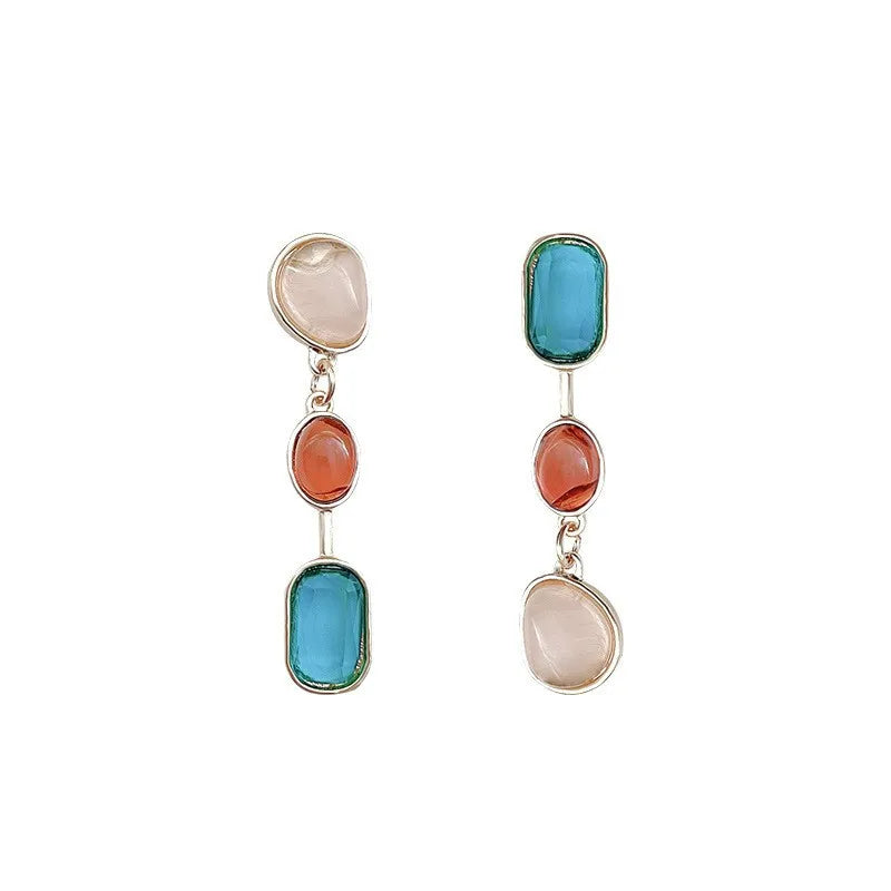 Asymmetric Colorful Resin Earrings