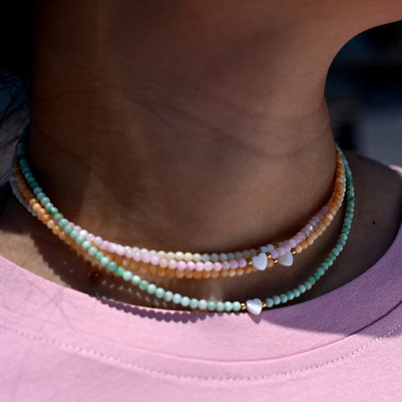 Pearl Beads Heart Choker