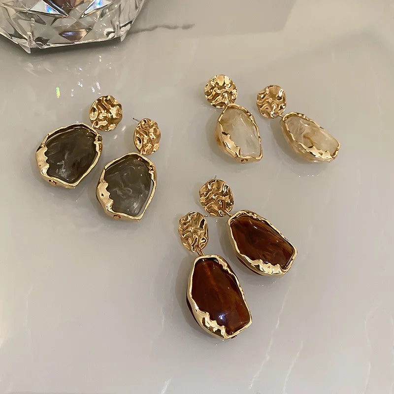 Earrings Zircon Square Stone Vintage