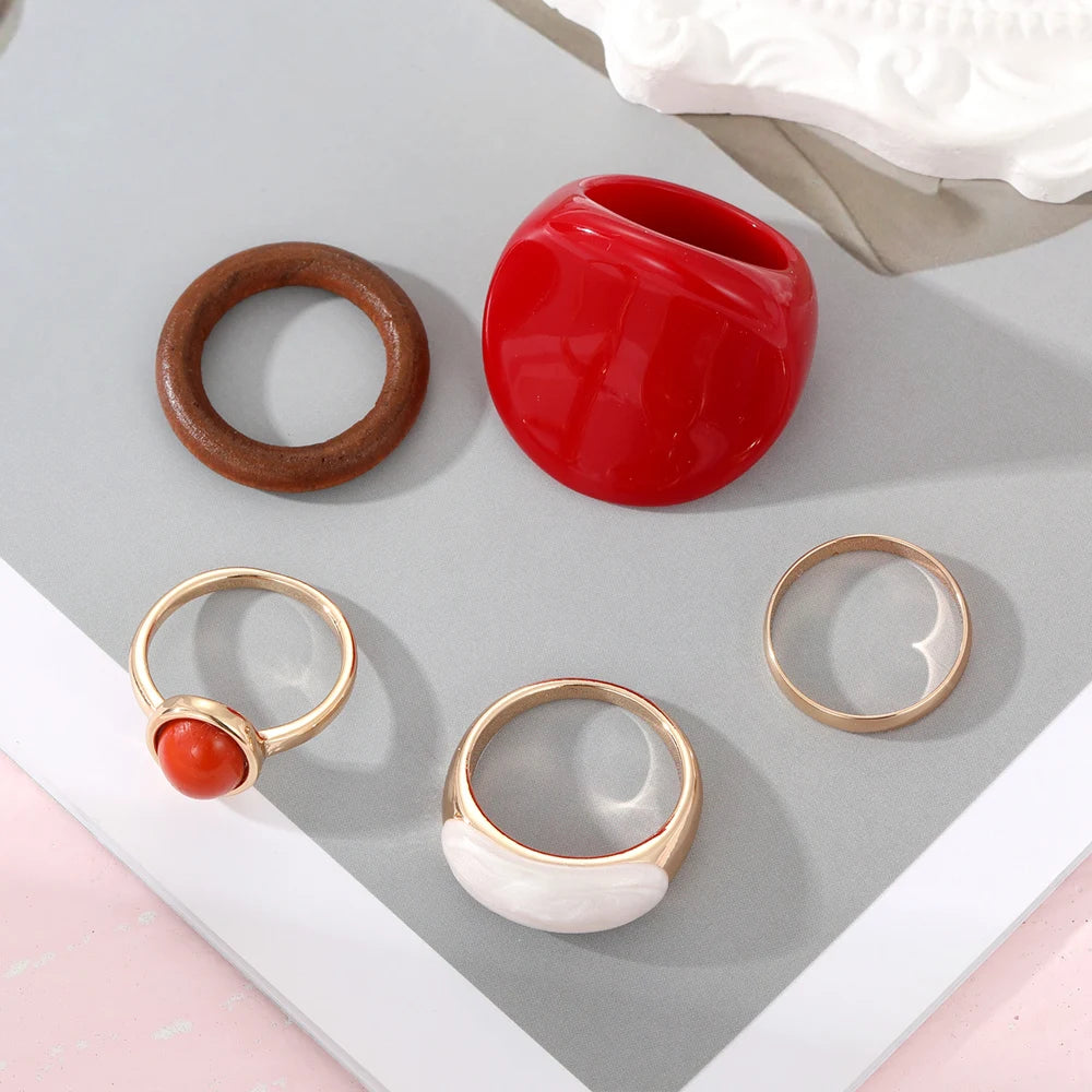 Ring Set for Women Geometric